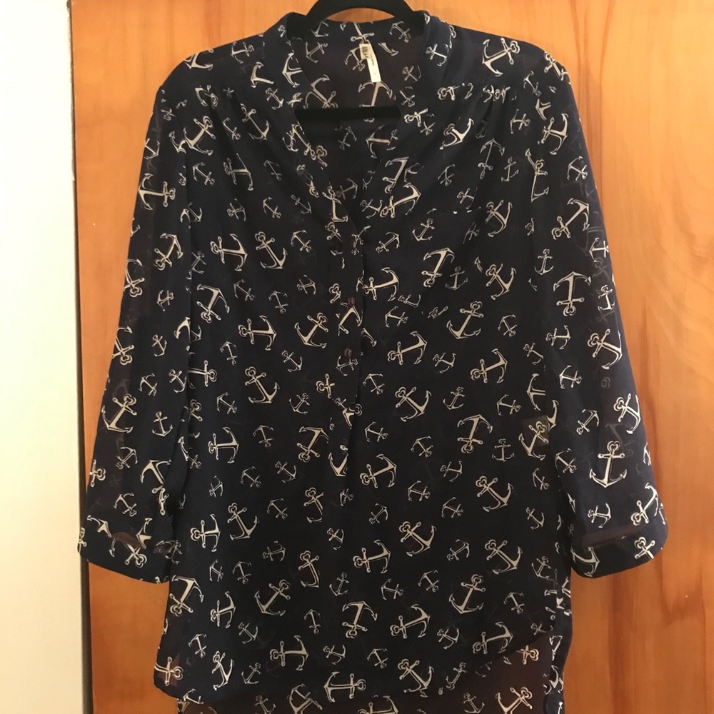 Sheer navy dress shirt
